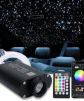 16W Fiber Optic Star Light Kit with App Remote Control and Sound Activated Modes for car and home decor shown with app interface.