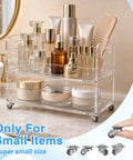 Sweet Ride 8 Pack Mini Caster Wheels Half Inch Self Adhesive Low Profile Ultra Lightweight Smooth Rollers on organizer holding skincare items.