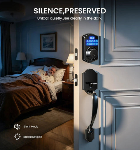 Slick WiFi Smart Front Door Lock Set With Matte Black Handle And Keyless Entry Remote App Control No Hub Required For Game Changing Home Security Upgrade And Legit Peace Of Mind Daily