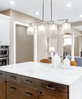 Dope Four Light Crystal Island Pendant For Kitchen And Dining Room Chrome Frame With K9 Crystals over marble island