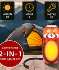 4 Pack Tiny Animal LED Flashlights For Kids 2 In 1 Camping Lantern And Flashlight with tent background