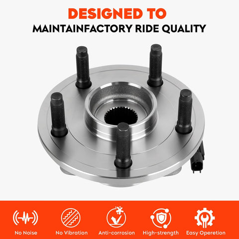 Front view of Front Wheel Hub Bearing Assembly For Ram 1500 2009 2010 2011 5 Lug With ABS Replacement 515126 showing bolts and flange.