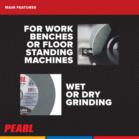 6X1X1 C120 General Purpose Bench Grinding Wheel, Pro Grade Green Silicon Carbide, shown on machine for wet or dry grinding