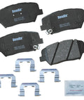 Priority1 Ceramic Front Brake Pads for Hyundai Azera 2012-2017 and Kia Sorento 2011-2020 with hardware displayed