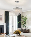 Five Light Crystal Chandelier Pendant Ceiling Light Fifteen Point Seven Inch Modern Glam For Dining Room