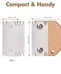 Pro Grade Wooden Edge Banding Trimmer With Three Replacement Blades displaying dimensions, wood handle detail, and stainless blades.