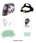 True Color Auto Darkening Welding Helmet With Wide Shade Range 4/5-13, Solar Powered Eye Protection, Large Viewing Window package contents
