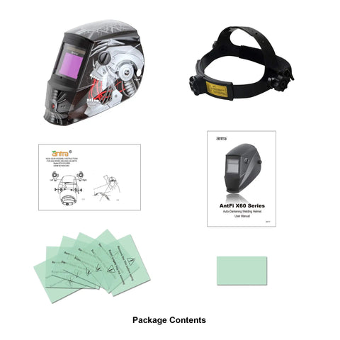 True Color Auto Darkening Welding Helmet With Wide Shade Range 4/5-13, Solar Powered Eye Protection, Large Viewing Window package contents