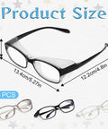 Image shows product size of Three Pack Anti Fog Safety Glasses For Lab And Everyday Use With Scratch Resistant Lenses And Extended Side Shields