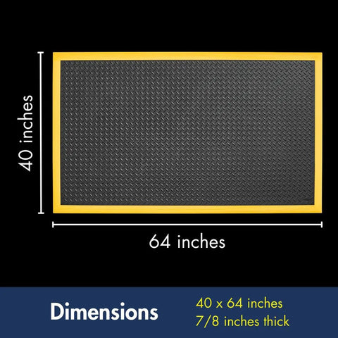 Diamond Flex Fire Retardant Rubber Anti Fatigue Mat For Welding Workstations Heavy Duty 40 By 64 Inch Industrial Floor Mat With Anti Slip Surface Beveled Edges Black With Yellow Border Spark Resistant Comfort For Fabrication
