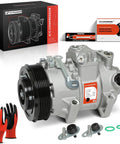 Direct Swap Air Conditioning Compressor With Clutch Assembly For Toyota Corolla And Scion xD, features AC compressor, rubber seals, installation gloves.