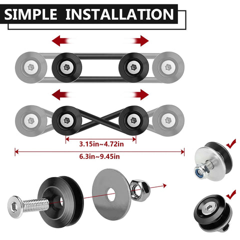 BFXM universal bumper quick-release kit for cars with 4 black tabs and 12 O-rings.