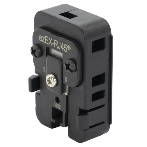 Pro Grade EXO Crimp Frame With EXO-EX Die Set For ezEX-RJ45 Connectors Pass Through Design For Easy Wiring Verification One Piece Build Works With Solid Or Stranded Conductors 10 Gigabit Ready FCC RoHS2 UL Compliant