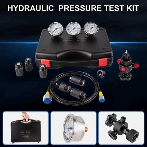 Hydraulic Nitrogen Accumulator Charging Kit With Three Gauges Seven Transfer Adapters One Gas Hose Heavy Duty And Pressure Test System For 1500 PSI 4000 PSI And 6000 PSI Use