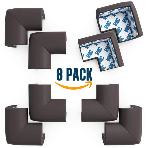 Pre-Taped Table Corner Protectors And Soft Edge Guards For Baby Proofing, Easy Install Kid Safety Cushions, Child Furniture Bumpers, Sharp Corner Shields, 8 Pack Brown