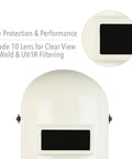 Front view of Fiberglass Pipeliner Welding Helmet With Compact Space Saving Design For Tight Spots, shade 10 lens visible.
