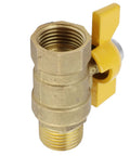 Heavy Duty Brass Ball Valve With G1/2 Male Thread For A Zero Drama Quick Gas Shutoff and knockout manual control, yellow handle.