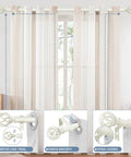 White Farmhouse Curtain Rod With Dope Vintage Twist Finials, Adjustable From 36 To 88 Inches, shown in living room setting