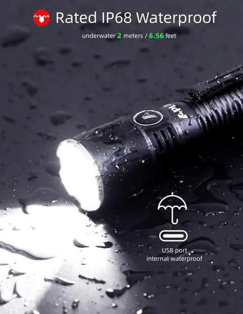 Hella Bright 3100 Lumen Dive Light With Dual Switch USB Rechargeable Waterproof Housing for underwater exploration