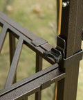 Close-up view of the rust-resistant powder-coated steel frame for 10 Ft By 10 Ft Backyard Patio Gazebo With Double Roof Vent Ventilated Canopy.