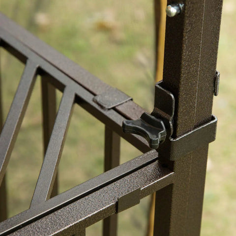 Close-up view of the rust-resistant powder-coated steel frame for 10 Ft By 10 Ft Backyard Patio Gazebo With Double Roof Vent Ventilated Canopy.