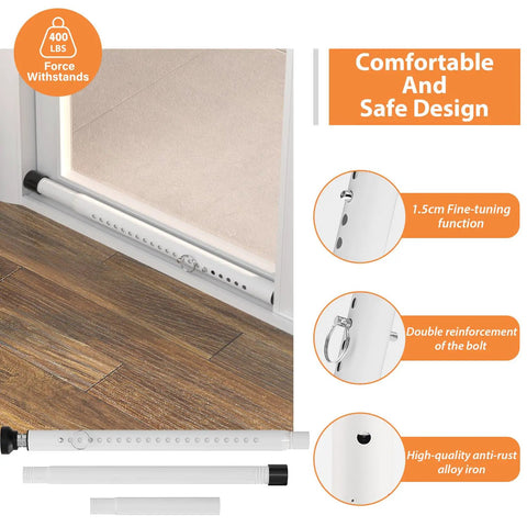 Extendable Window And Sliding Door Security Bar Adjustable From 18 To 51 Inches Inside White Interior Safety Bar for windows and doors