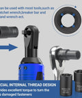 13 Piece Bolt Extractor Set With Half Inch Drive Impact Lug Nut Remover Socket Tool Center Punch Bar For Damaged Frozen Rusted Rounded Off Bolts And Screws Built Tough shown with wrench tool