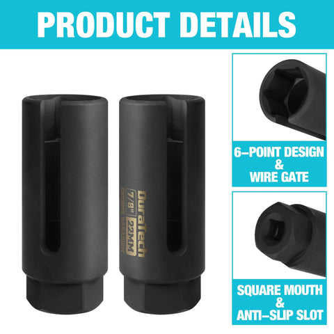 O2 Oxygen Sensor Socket 22mm For Three-Eighths Inch Drive With Side Wire Gate Chrome Vanadium Steel Removal And Installation Tool