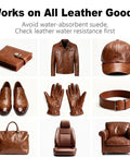 Medium Brown Leather Repair Kit And Recoloring Balm That Blends On Quick to restore various leather goods including wallets, jackets, and furniture.