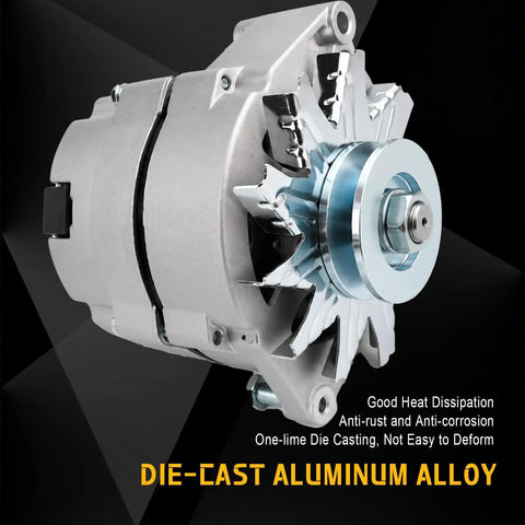 Beast Mode One Wire Alternator For General Motors Platforms Fits Buick And Chevy Models With No Sweat Wiring Setup And Rock Solid Power Delivery For Street Rods And Daily Drivers, die-cast aluminum alloy with chrome pulley.
