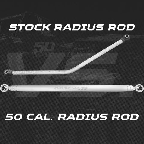 Hardcore Billet Aluminum Upper And Lower Radius Rods Kit With Chromoly Heim Joints And Nuts For 2011 To 2014 Polaris Rzr XP900 XP 900 Two And Four Seat UTVs Built To Take A Beating And Keep On Rolling, stock radius rod, 50 cal.