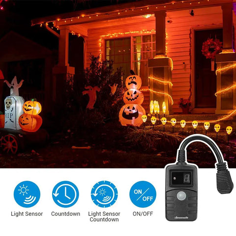 Tough As Nails Outdoor Light Timer 2 Pack Weather Resistant 13 Amp UL Listed with controls for Halloween lights outside.