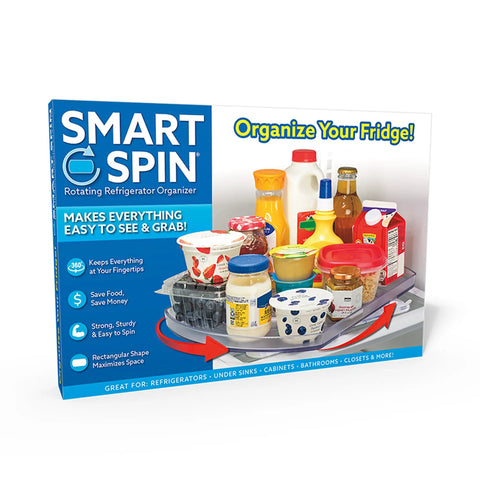 Smart Spin Rotating Refrigerator Organizer Lazy Susan For Spice Rack Condiment Storage And Cabinet Organization In The Fridge Pantry Kitchen Clear Must Have Space Saving Design product packaging