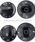 4 Pack Range Cooktop Burner Control Knobs Replacement For Model Specific Fits 703272 703662 704844 1658 and more, top and bottom view