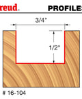 Rock Solid Workhorse Bit With Perma Shield Coating For Crisp Hinge Cutouts And Flawless Woodworking Grooves Smooth Operator Action 3/4 inch wide, 1/2 inch tall profile.
