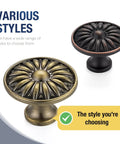 Antique Bronze Kitchen Cabinet Knobs 1-1/4 Inch Solid Metal Rosette Sunburst Pulls Built To Last For Cabinets Vanities And Dressers Set Of 10 Heavy Duty Drawer Knobs Vintage Vibe Hardware