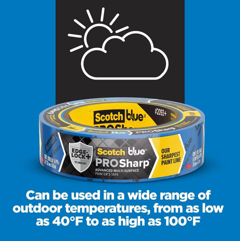 PROSharp Painter's Tape 2 in (1.88 in x 60 yd) 1 Roll Blue Edge-Lock+, suitable for outdoor temperatures, with cloud icon