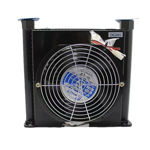 Front view of AJ0510T-CA 10 Liters Per Minute Air Cooled Hydraulic Cooler Heat Exchanger For CNC Hydraulic System VP20 VP30 Vane Pump
