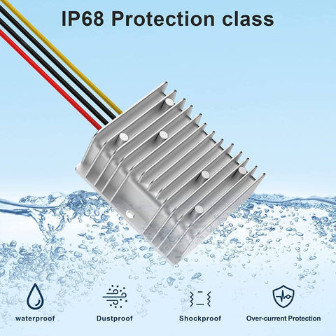 36V Or 48V DC Buck Converter To 24V 20A 480W Voltage Regulator Module with IP68 waterproof protection for golf carts and boats