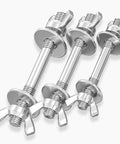 304 Stainless Steel Threaded Rod Connector Kit With Through-Bolt Set Wing Nuts And Oversized Washers For Quick Hand-Tightened Tool-Free Assembly M3x200 Two Sets