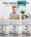 Man working on laptop under 6 Pack 4 Inch Canless LED Recessed Lights With Junction Box, Ultra Thin 5000K Daylight, Dimmable Downlights