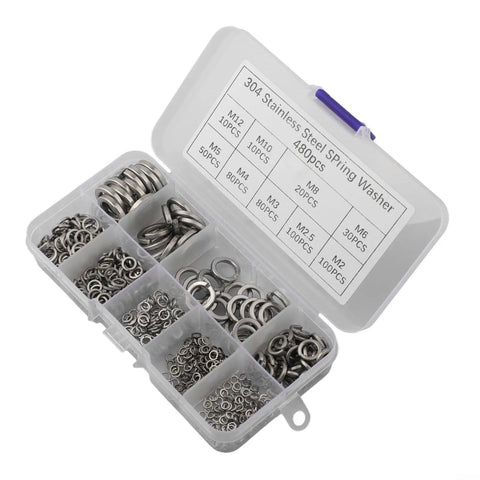 Spring Lock Washers Set 304 Stainless Steel Anti Loosening Spiral Design For Heavy Vibration Built To Last Real Tough Hardware 9 Size Assortment For Auto Marine Machinery Home Projects, organizer case with assorted rings