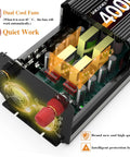Top Notch 4000 Watt Power Inverter Juices Up Your Rig Converting 12V Dc To 110 Or 120V Ac For Rvs Cars And Off Grid Solar Builds With Wireless Remote Smart Lcd And Fast Charge Ports, showcasing internal components and dual cool fans.