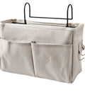 Cotton Linen Nightstand Hanging Bag With Metal Bracket And Multiple Pockets For Bunk Beds Dorm Rooms Kitchen Cabinets And Wardrobes