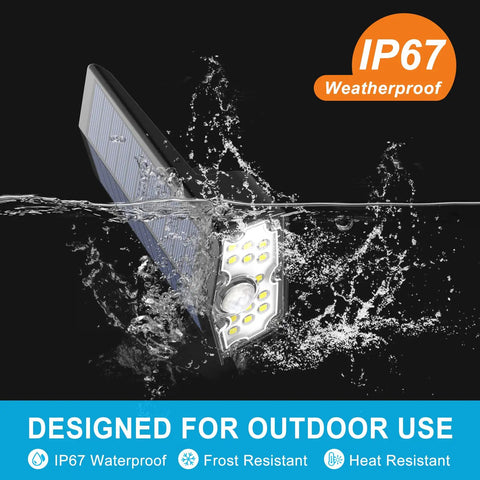 Motion Sensor Solar Powered Outdoor Flood Lights No Fuss 2 Pack With 3 Modes IP67 Waterproof underwater demonstration