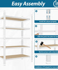 Beefy 5 Tier Metal Closet Shelving Unit With 36W 16D 72H Dimensions Industrial Steel Frame Thick FSC Certified Wood Shelves That Stay Flat Breathable And Warp Resistant Storage Organizer For Home Or Garage, easy assembly guide