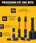 63-Piece Impact Driver Bit Set With S2 Steel, Color-Coded Torx Bits, Magnetizer And Magnetic Bit Holder displayed showing bits and adapters.