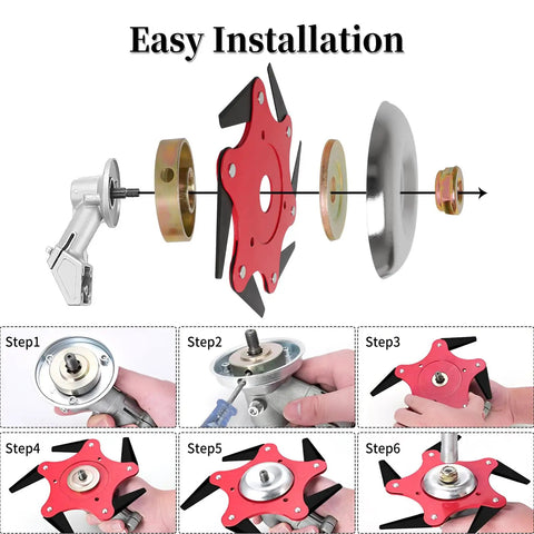 Universal Blade Trimmer Head Adapter Kit For Straight Shaft String Trimmers, installation steps illustration