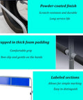 Heavy Duty Metal Tire Storage Rack With Swivel Casters shows padded handles and labeled sections for easy tire organization.