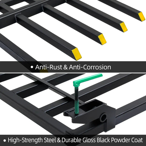 Built Tough Heavy Duty Clamp On Debris Forks for 48 Inch Buckets with Durable Steel Construction and Anti-Rust Coating, 2500 Lbs Capacity